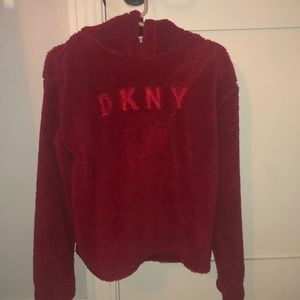 Small red DKNY Sherpa hoodie